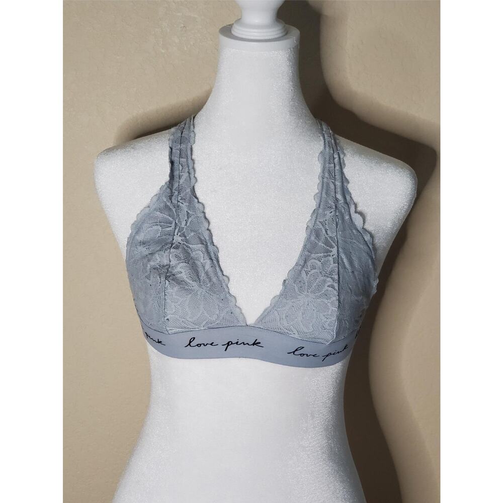 Victoria’s Secret PINK Baby Blue Lace Halter Bralette - Size XS